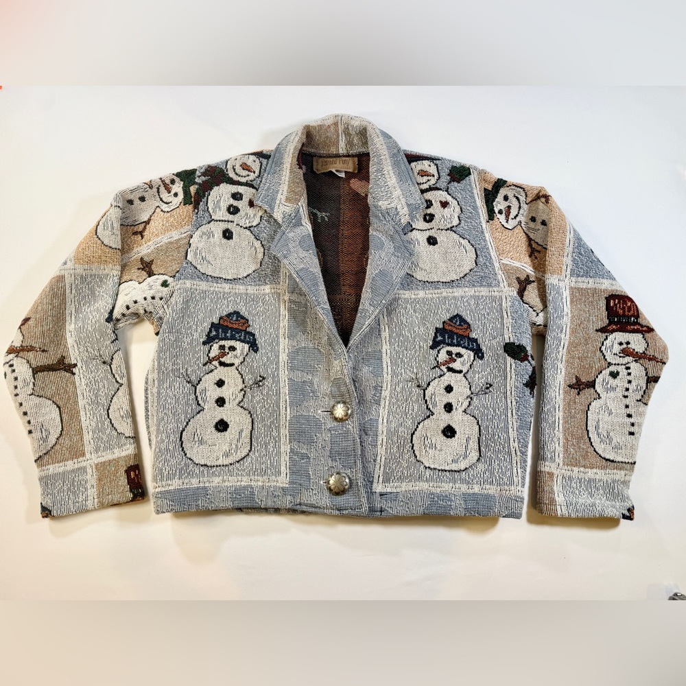 Painted Pony Vintage Tapestry Snowman Jacket – Size Small – Made in USA